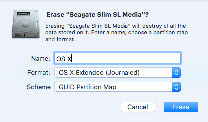format a drive for os x